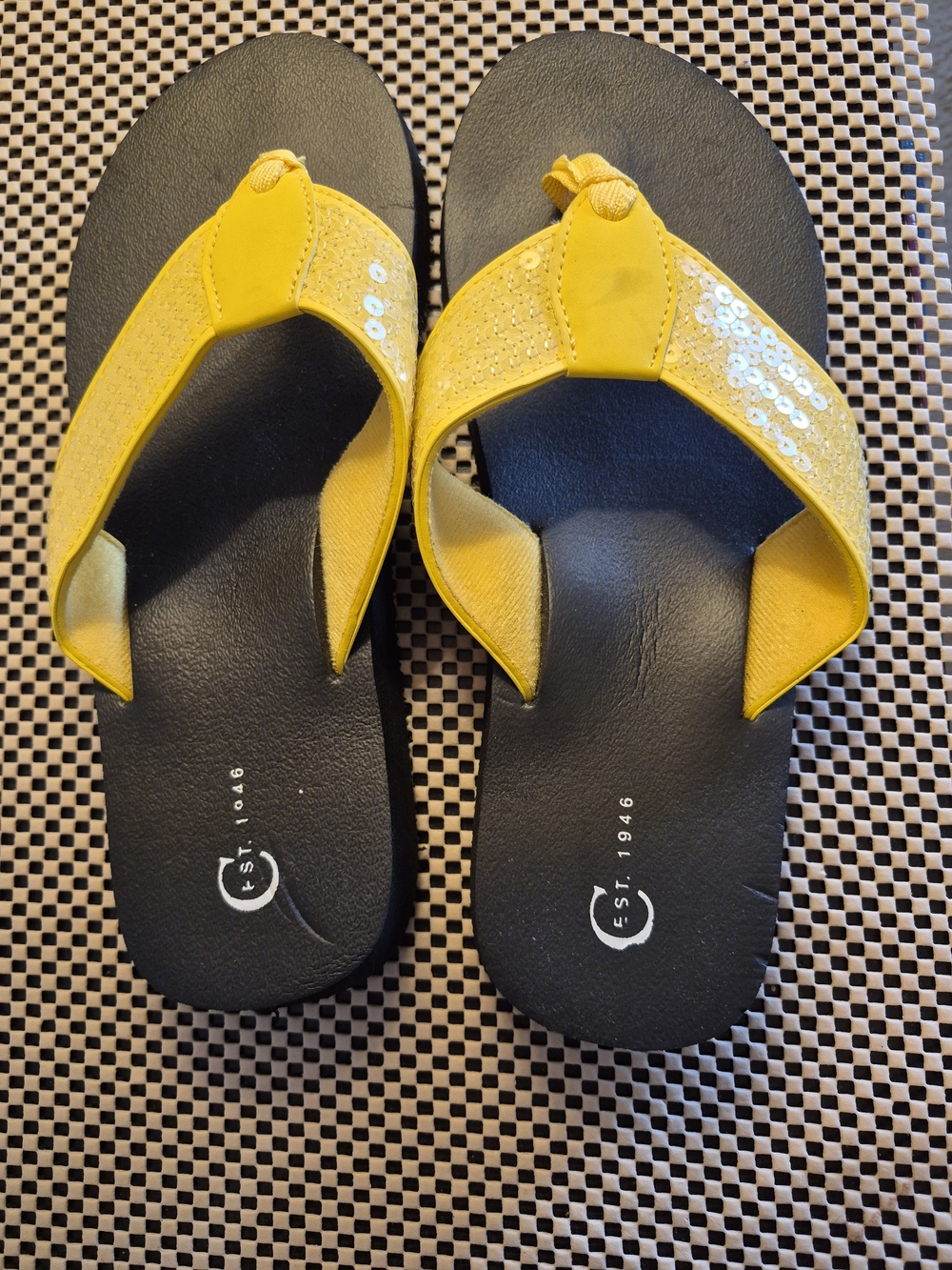 Cato Yellow Sequin Thong Sandals